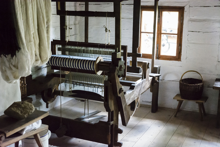 An old wooden weaving machine.の写真素材