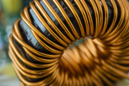 Coil on printed circuit board.の写真素材