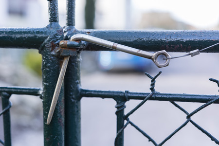 Stainless steel stopper in the gate.の写真素材