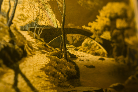 A glittering picture of a bridge in the landscape.の写真素材