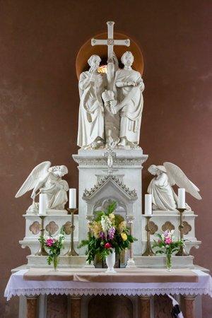Old church altar with Christian theme.のeditorial素材