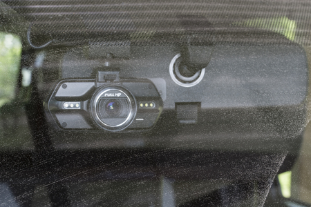 Pollen on windscreen car with camera in background.の写真素材