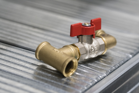 Small valve and screw fitting in the rack.の写真素材