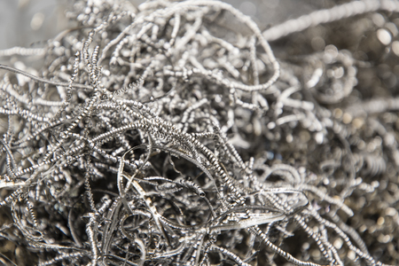 Waste material stainless steel after turning.の写真素材