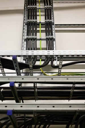 Cables placed on the cable rack in the interior.