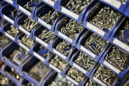 Blue bin with metal material.の写真素材