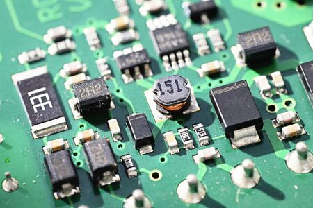 Electronic components on printed circuit board.の写真素材