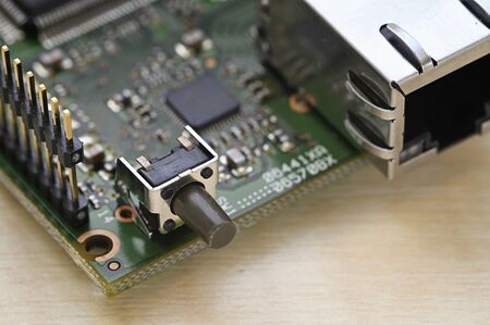 Push button switch on PCB.の写真素材