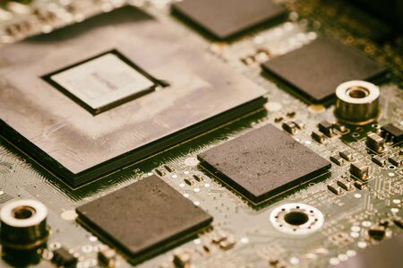 Processor on laptop motherboard in detail.の写真素材