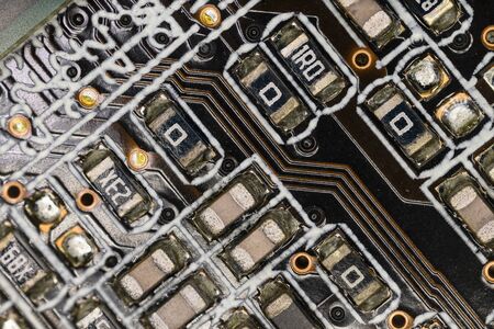 Square resistor on the motherboard.の写真素材