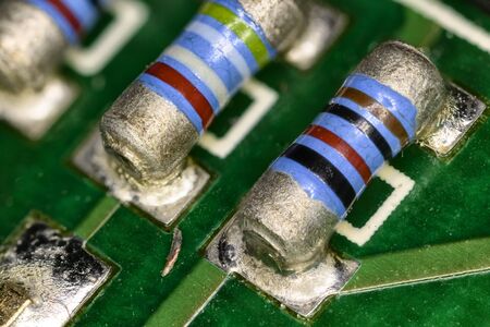 Resistance tinned on motherboard.の写真素材