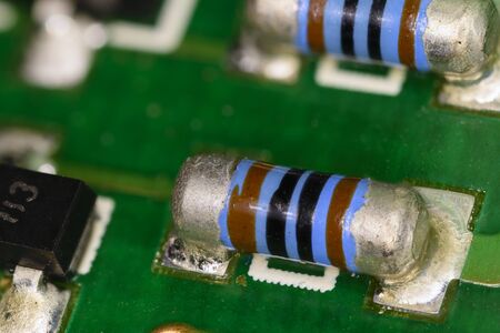 Resistance tinned on motherboard.の写真素材