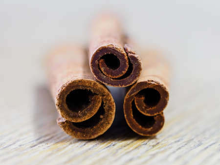 Close-up of cinnamon on the table.の写真素材