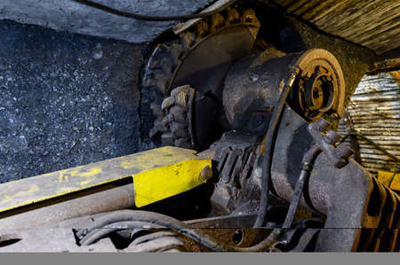 Black coal mining harvester in mining.の写真素材