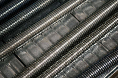Strong threaded rods placed side by side.の写真素材