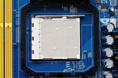 Empty PC processor socket on the motherboard.の写真素材