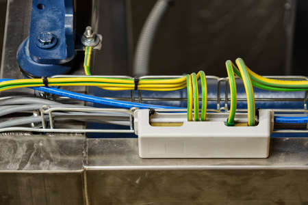 Protective cap on the jumper for connecting the PE conductor.の写真素材