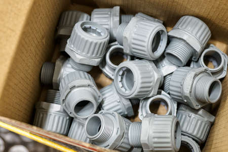 Paper box with gray glands.の写真素材