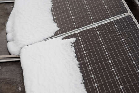 Sliding snow on solar panels.の写真素材