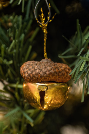 Acorn bellflower as a decoration on the Christmas tree.
