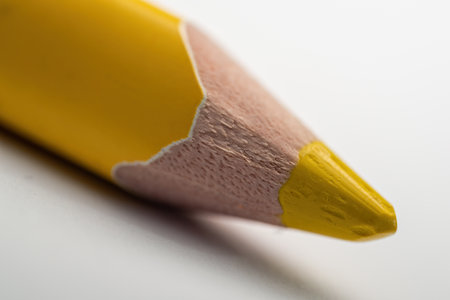 Macro detail of a yellow crayon.の写真素材