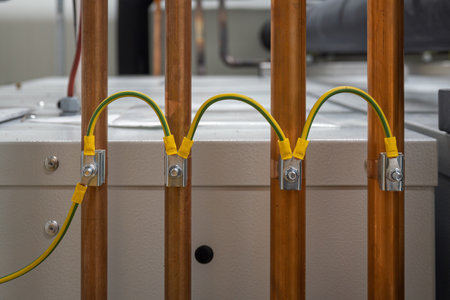 Linked splicing on brass piping.の写真素材