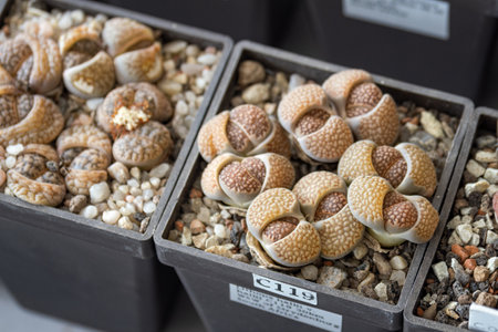 Cacti - living stones in a flower pot.