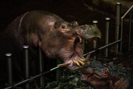 Hippopotamus in a zoo in Prague, Czech Republic.の写真素材