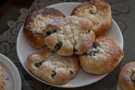 Cakes on a white plate.