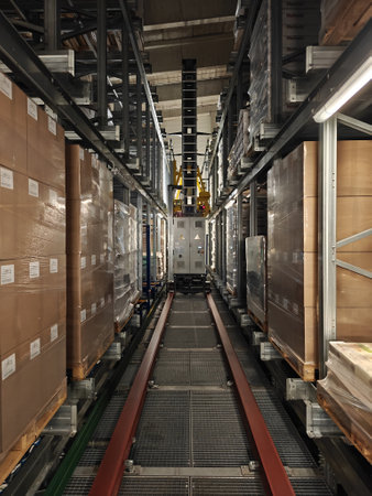 Aisle for mobile pallet stacker.の写真素材