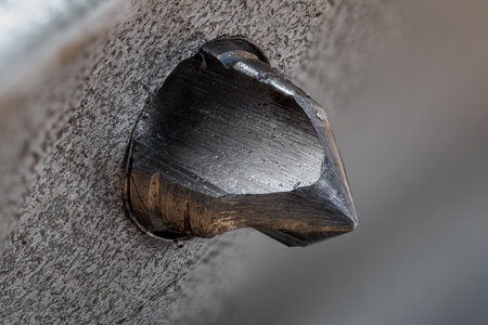 Part of a broken tap in metal material.