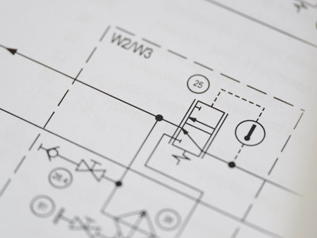 Connection diagram of pneumatic elements.の写真素材