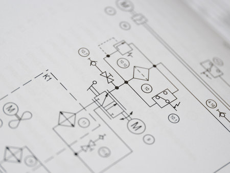 Connection diagram of pneumatic elements.の写真素材