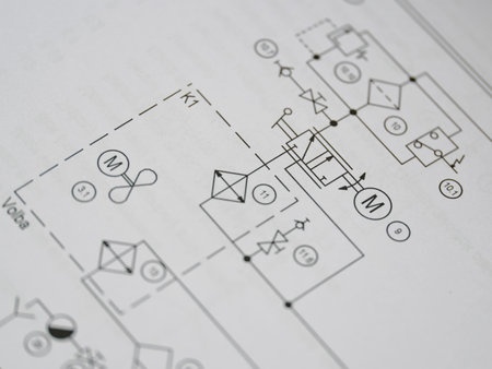 Connection diagram of pneumatic elements.の写真素材