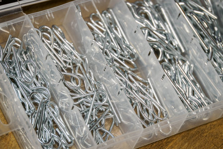 Set of metal safety clips.