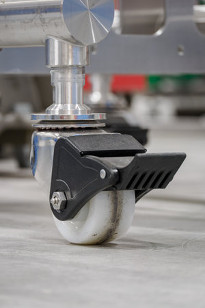 Detail of the metal-plastic wheel from the cart.