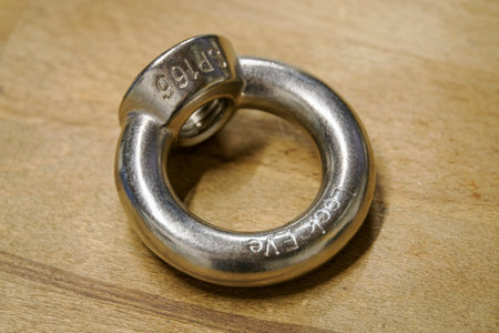 Metal lifting eye in detail.