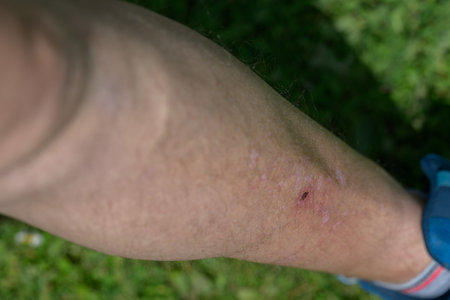 Minor skin abrasion on the leg.の写真素材