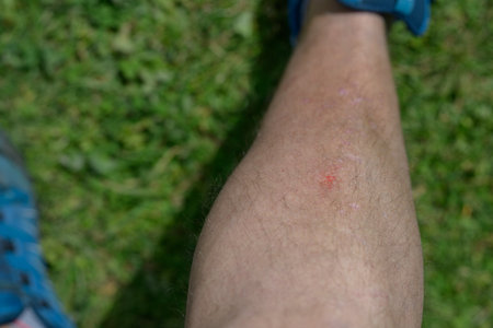 Minor skin abrasion on the leg.の写真素材