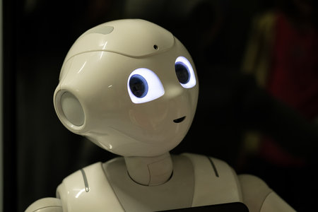 Close up of a female robot model.の写真素材