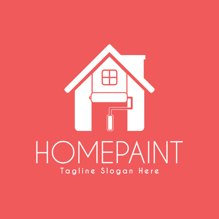 Vector Home Paint Service design template. Paint roller and Home. White color.のイラスト素材