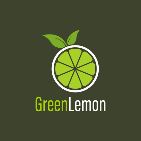 Vector Green Lemon design template. Icon with Green color, circle and Lemon fruit combination. Its good simple design your company or brand identity.のイラスト素材