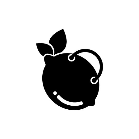 Vector Lemon Shop design template and support icon modern. Icon with bag and Lemon slice fruit combination color black. Support icon modern.のイラスト素材