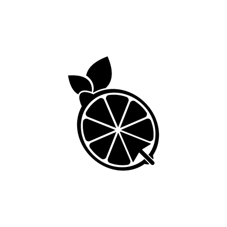 Vector Lemonade Online design template and support icon modern. Icon with click mouse and Lemonade fruit combination black color. Its good simple design your company or brand identity.のイラスト素材