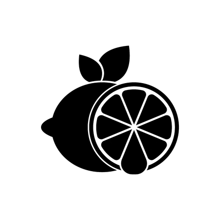 Vector Water Drop Lemon design template and support Icon Modern. Icon with circle, water drop and Lemon fruit combination black color. Its good simple design your company or brand identity.のイラスト素材