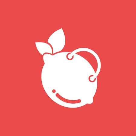 Vector Lemon Shop design template and support icon modern. Icon with bag and Lemon slice fruit combination color white. Support icon modern.のイラスト素材