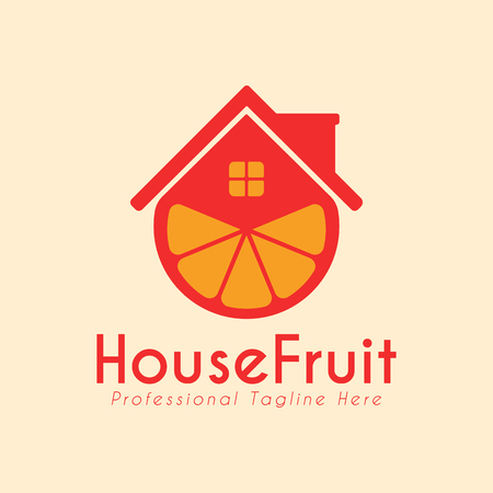 House Fruit Template. It's simple design house, circle and lemon combination. You can make brand identity or company.のイラスト素材