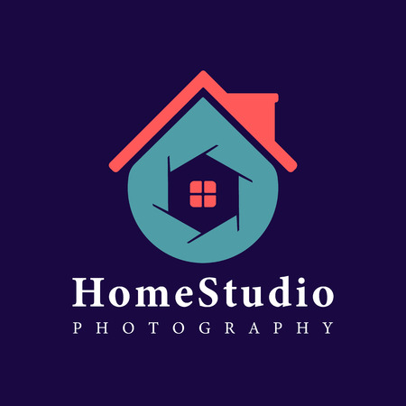 House Photography Template. It's simple design house and shutter camera combination. You can make brand identity or company.のイラスト素材