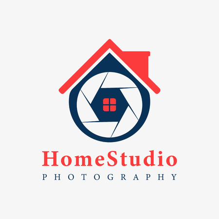 House Photography Template. It's simple design house and shutter camera combination. You can make brand identity or company.のイラスト素材