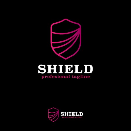 Vector, icon, protection shield guard with shield for design logo template. You can make brand identity or company name. Logo security, guard, shield secure, insurance, care, safe tech, protection.のイラスト素材
